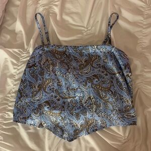Hollister Paisley Print Blue Bandana Top
